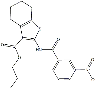 propyl 2-({3-nitrobenzoyl}amino)-4,5,6,7-tetrahydro-1-benzothiophene-3-carboxylate 구조식 이미지