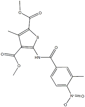 dimethyl 5-({4-nitro-3-methylbenzoyl}amino)-3-methyl-2,4-thiophenedicarboxylate 구조식 이미지