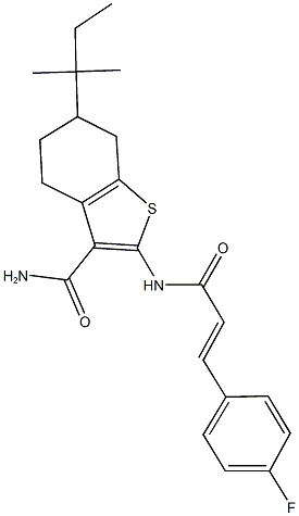 2-{[3-(4-fluorophenyl)acryloyl]amino}-6-tert-pentyl-4,5,6,7-tetrahydro-1-benzothiophene-3-carboxamide 구조식 이미지