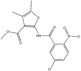 methyl 2-({5-chloro-2-nitrobenzoyl}amino)-4,5-dimethyl-3-thiophenecarboxylate 구조식 이미지