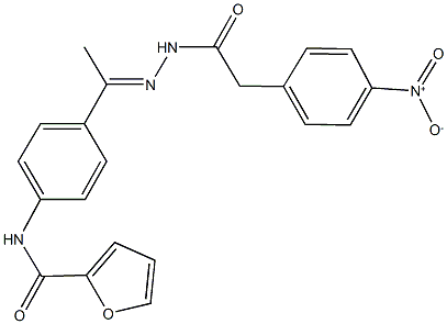 N-{4-[N-({4-nitrophenyl}acetyl)ethanehydrazonoyl]phenyl}-2-furamide 구조식 이미지