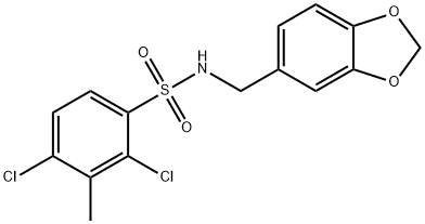 N-(1,3-benzodioxol-5-ylmethyl)-2,4-dichloro-3-methylbenzenesulfonamide 구조식 이미지