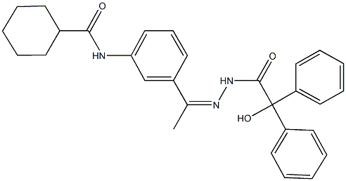 N-(3-{N-[hydroxy(diphenyl)acetyl]ethanehydrazonoyl}phenyl)cyclohexanecarboxamide Structure