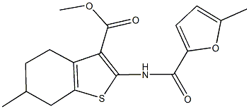methyl 6-methyl-2-[(5-methyl-2-furoyl)amino]-4,5,6,7-tetrahydro-1-benzothiophene-3-carboxylate Structure