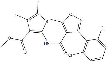 methyl 2-({[3-(2,6-dichlorophenyl)-5-methyl-4-isoxazolyl]carbonyl}amino)-4,5-dimethyl-3-thiophenecarboxylate Structure