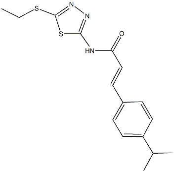 N-[5-(ethylsulfanyl)-1,3,4-thiadiazol-2-yl]-3-(4-isopropylphenyl)acrylamide 구조식 이미지