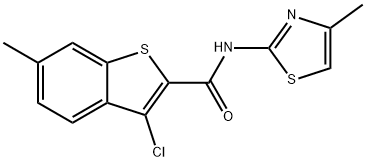 3-chloro-6-methyl-N-(4-methyl-1,3-thiazol-2-yl)-1-benzothiophene-2-carboxamide 구조식 이미지