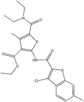 ethyl 2-{[(3-chloro-6-methyl-1-benzothien-2-yl)carbonyl]amino}-5-[(diethylamino)carbonyl]-4-methyl-3-thiophenecarboxylate Structure