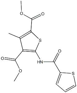 dimethyl 3-methyl-5-[(2-thienylcarbonyl)amino]-2,4-thiophenedicarboxylate 구조식 이미지