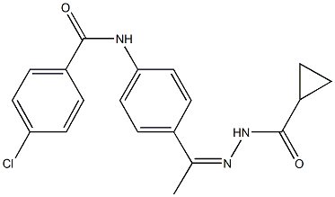 4-chloro-N-{4-[N-(cyclopropylcarbonyl)ethanehydrazonoyl]phenyl}benzamide Structure