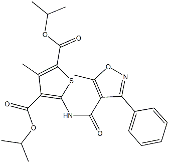 diisopropyl 3-methyl-5-{[(5-methyl-3-phenyl-4-isoxazolyl)carbonyl]amino}-2,4-thiophenedicarboxylate Structure