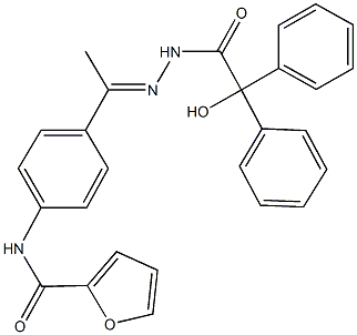 N-(4-{N-[hydroxy(diphenyl)acetyl]ethanehydrazonoyl}phenyl)-2-furamide 구조식 이미지