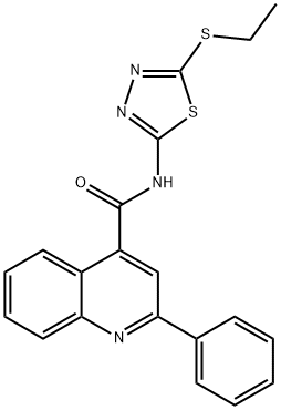 N-[5-(ethylsulfanyl)-1,3,4-thiadiazol-2-yl]-2-phenyl-4-quinolinecarboxamide 구조식 이미지