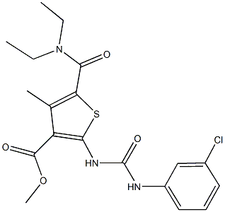 methyl 2-{[(3-chloroanilino)carbonyl]amino}-5-[(diethylamino)carbonyl]-4-methyl-3-thiophenecarboxylate Structure