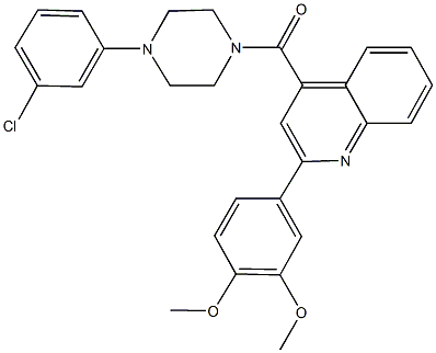 4-{[4-(3-chlorophenyl)-1-piperazinyl]carbonyl}-2-(3,4-dimethoxyphenyl)quinoline 구조식 이미지