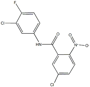 5-chloro-N-(3-chloro-4-fluorophenyl)-2-nitrobenzamide 구조식 이미지