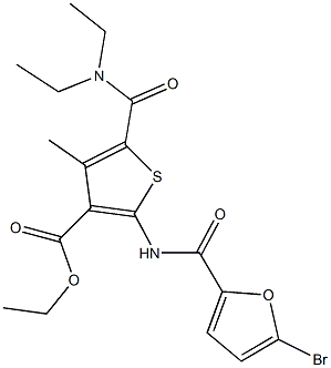 ethyl 2-[(5-bromo-2-furoyl)amino]-5-[(diethylamino)carbonyl]-4-methyl-3-thiophenecarboxylate Structure