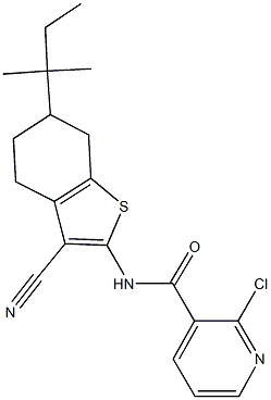 2-chloro-N-(3-cyano-6-tert-pentyl-4,5,6,7-tetrahydro-1-benzothien-2-yl)nicotinamide Structure