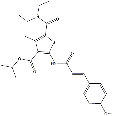 isopropyl 5-[(diethylamino)carbonyl]-2-{[3-(4-methoxyphenyl)acryloyl]amino}-4-methyl-3-thiophenecarboxylate 구조식 이미지