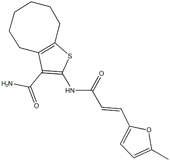 2-{[3-(5-methyl-2-furyl)acryloyl]amino}-4,5,6,7,8,9-hexahydrocycloocta[b]thiophene-3-carboxamide 구조식 이미지