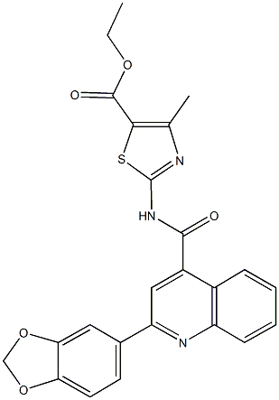 ethyl 2-({[2-(1,3-benzodioxol-5-yl)-4-quinolinyl]carbonyl}amino)-4-methyl-1,3-thiazole-5-carboxylate 구조식 이미지