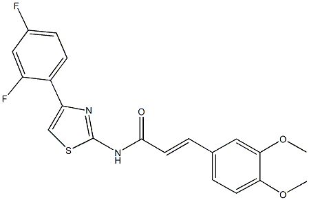 N-[4-(2,4-difluorophenyl)-1,3-thiazol-2-yl]-3-(3,4-dimethoxyphenyl)acrylamide 구조식 이미지