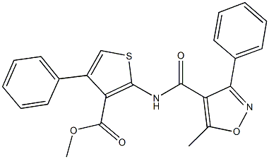 methyl 2-{[(5-methyl-3-phenyl-4-isoxazolyl)carbonyl]amino}-4-phenyl-3-thiophenecarboxylate Structure