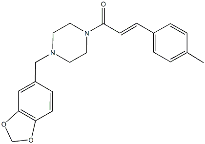 1-(1,3-benzodioxol-5-ylmethyl)-4-[3-(4-methylphenyl)acryloyl]piperazine 구조식 이미지