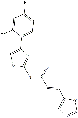 N-[4-(2,4-difluorophenyl)-1,3-thiazol-2-yl]-3-(2-thienyl)acrylamide 구조식 이미지