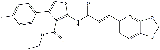 ethyl 2-{[3-(1,3-benzodioxol-5-yl)acryloyl]amino}-4-(4-methylphenyl)-3-thiophenecarboxylate Structure