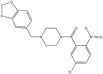 1-(1,3-benzodioxol-5-ylmethyl)-4-{5-chloro-2-nitrobenzoyl}piperazine 구조식 이미지