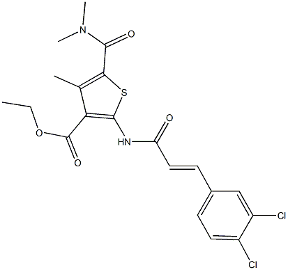 ethyl 2-{[3-(3,4-dichlorophenyl)acryloyl]amino}-5-[(dimethylamino)carbonyl]-4-methyl-3-thiophenecarboxylate 구조식 이미지