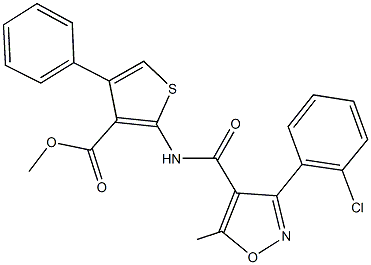 methyl 2-({[3-(2-chlorophenyl)-5-methyl-4-isoxazolyl]carbonyl}amino)-4-phenyl-3-thiophenecarboxylate Structure