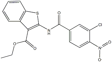 ethyl 2-({3-chloro-4-nitrobenzoyl}amino)-1-benzothiophene-3-carboxylate 구조식 이미지