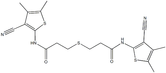 N-(3-cyano-4,5-dimethyl-2-thienyl)-3-({3-[(3-cyano-4,5-dimethyl-2-thienyl)amino]-3-oxopropyl}sulfanyl)propanamide 구조식 이미지