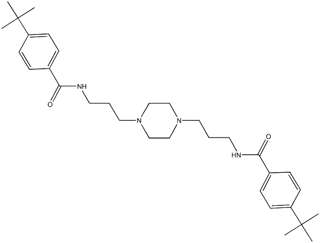 4-tert-butyl-N-[3-(4-{3-[(4-tert-butylbenzoyl)amino]propyl}-1-piperazinyl)propyl]benzamide Structure