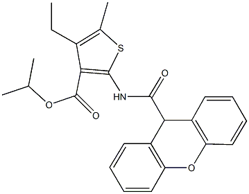 isopropyl 4-ethyl-5-methyl-2-[(9H-xanthen-9-ylcarbonyl)amino]-3-thiophenecarboxylate 구조식 이미지