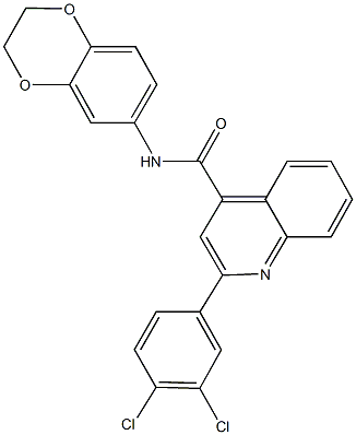 2-(3,4-dichlorophenyl)-N-(2,3-dihydro-1,4-benzodioxin-6-yl)-4-quinolinecarboxamide 구조식 이미지