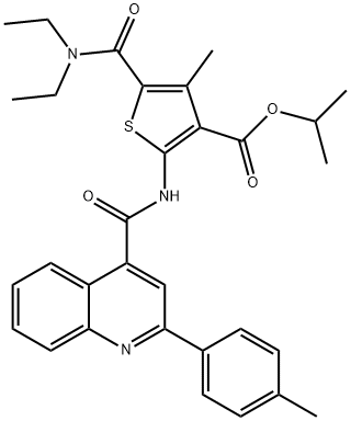 isopropyl 5-[(diethylamino)carbonyl]-4-methyl-2-({[2-(4-methylphenyl)-4-quinolinyl]carbonyl}amino)-3-thiophenecarboxylate 구조식 이미지