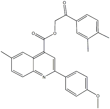 2-(3,4-dimethylphenyl)-2-oxoethyl 2-(4-methoxyphenyl)-6-methyl-4-quinolinecarboxylate 구조식 이미지