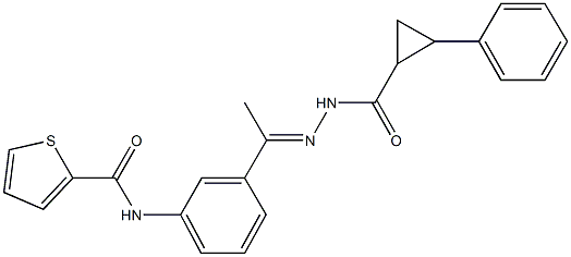 N-(3-{N-[(2-phenylcyclopropyl)carbonyl]ethanehydrazonoyl}phenyl)-2-thiophenecarboxamide 구조식 이미지