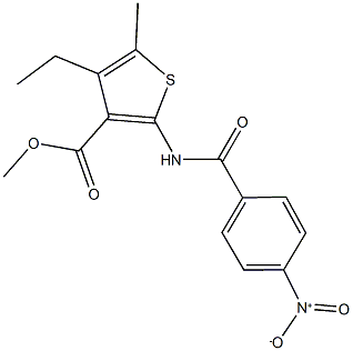 methyl 4-ethyl-2-({4-nitrobenzoyl}amino)-5-methyl-3-thiophenecarboxylate Structure