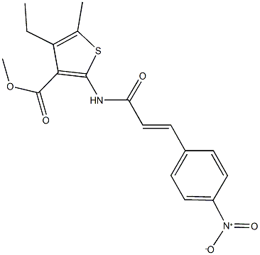 methyl 4-ethyl-2-[(3-{4-nitrophenyl}acryloyl)amino]-5-methyl-3-thiophenecarboxylate 구조식 이미지