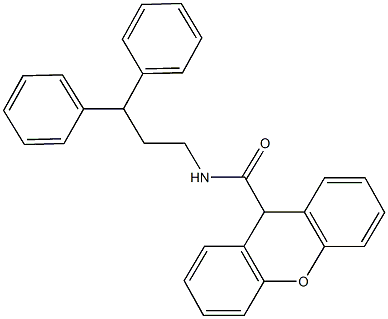 N-(3,3-diphenylpropyl)-9H-xanthene-9-carboxamide 구조식 이미지