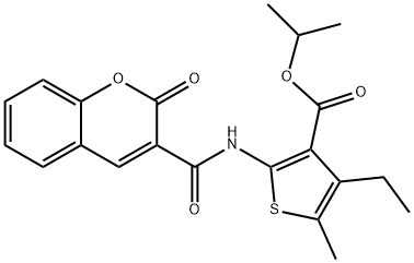 isopropyl 4-ethyl-5-methyl-2-{[(2-oxo-2H-chromen-3-yl)carbonyl]amino}-3-thiophenecarboxylate Structure