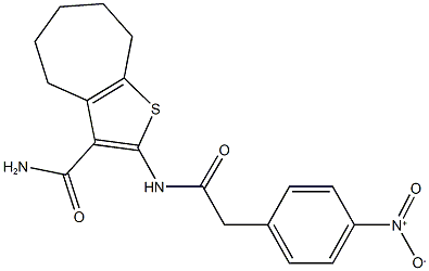 2-[({4-nitrophenyl}acetyl)amino]-5,6,7,8-tetrahydro-4H-cyclohepta[b]thiophene-3-carboxamide Structure