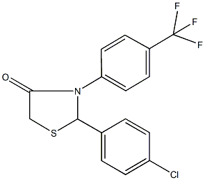 2-(4-chlorophenyl)-3-[4-(trifluoromethyl)phenyl]-1,3-thiazolidin-4-one Structure