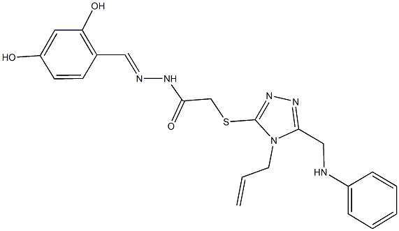 2-{[4-allyl-5-(anilinomethyl)-4H-1,2,4-triazol-3-yl]sulfanyl}-N'-(2,4-dihydroxybenzylidene)acetohydrazide 구조식 이미지
