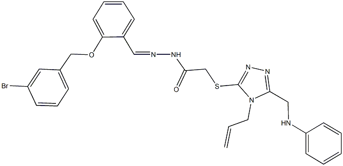 2-{[4-allyl-5-(anilinomethyl)-4H-1,2,4-triazol-3-yl]sulfanyl}-N'-{2-[(3-bromobenzyl)oxy]benzylidene}acetohydrazide 구조식 이미지