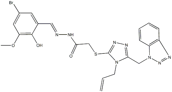 2-{[4-allyl-5-(1H-1,2,3-benzotriazol-1-ylmethyl)-4H-1,2,4-triazol-3-yl]sulfanyl}-N'-(5-bromo-2-hydroxy-3-methoxybenzylidene)acetohydrazide Structure